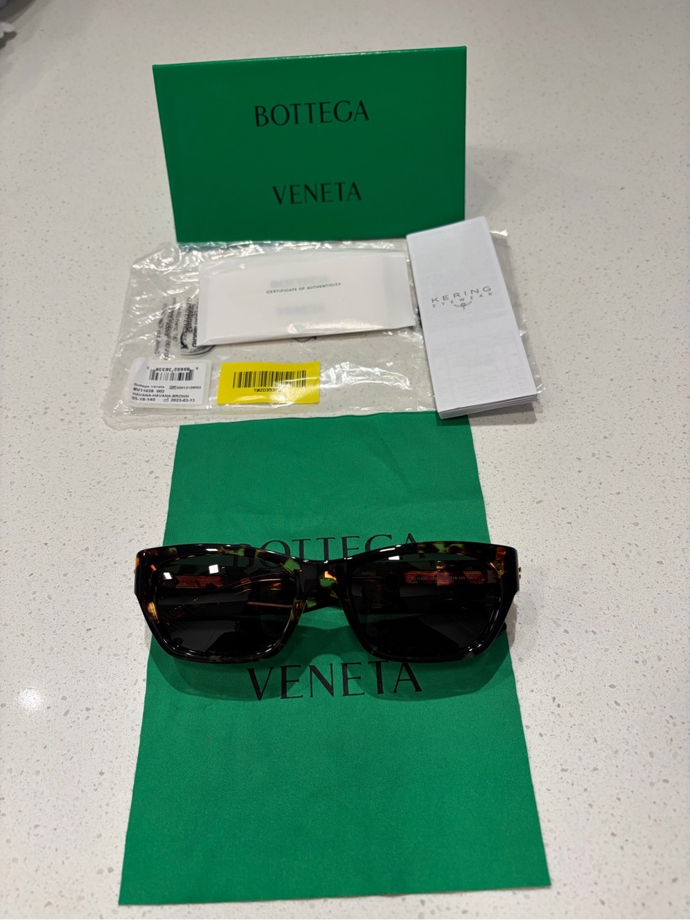 Bottega Veneta Tortoiseshell Square Frame Acetate Sunglasses Unisex